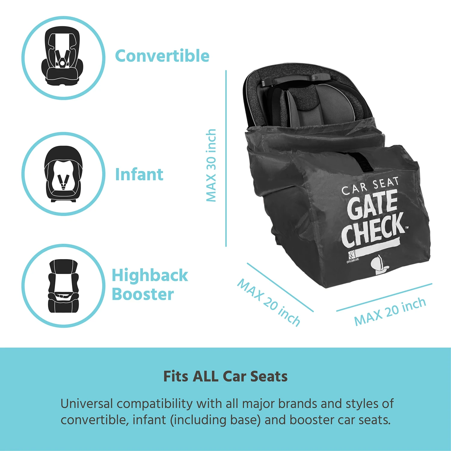 J.L Childress Gate Check Bag For Car Seats - Air Travel Bag - Fits Convertible Car Seats, Infant Carriers & Booster Seats 13 J.L Childress Gate Check Bag For Car Seats - Air Travel Bag - Fits Convertible Car Seats, Infant Carriers & Booster Seats - Image 11