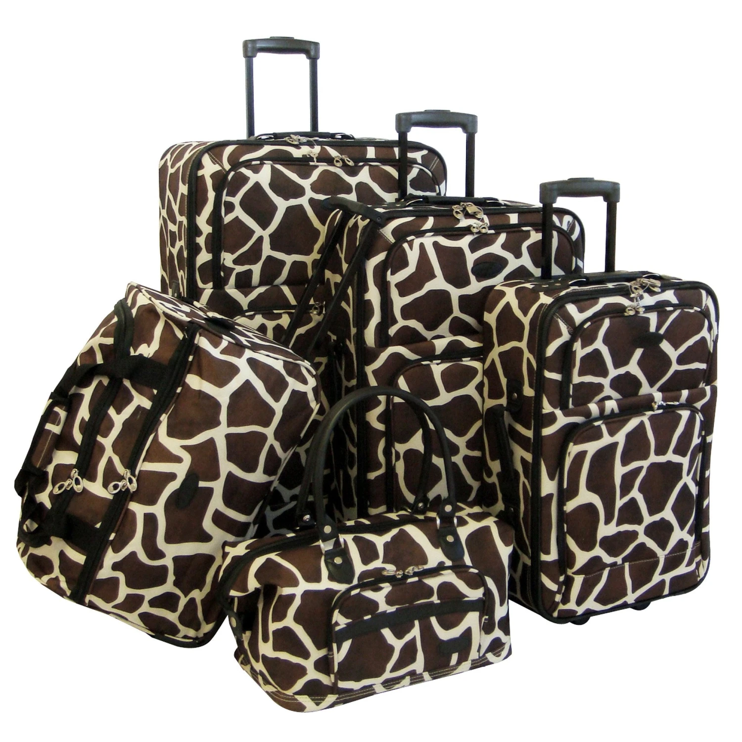 American Flyer AnimalPrint 5 Piece Set 4-Wheel Luggage Sets 3 American Flyer AnimalPrint 5 Piece Set 4-Wheel Luggage Sets