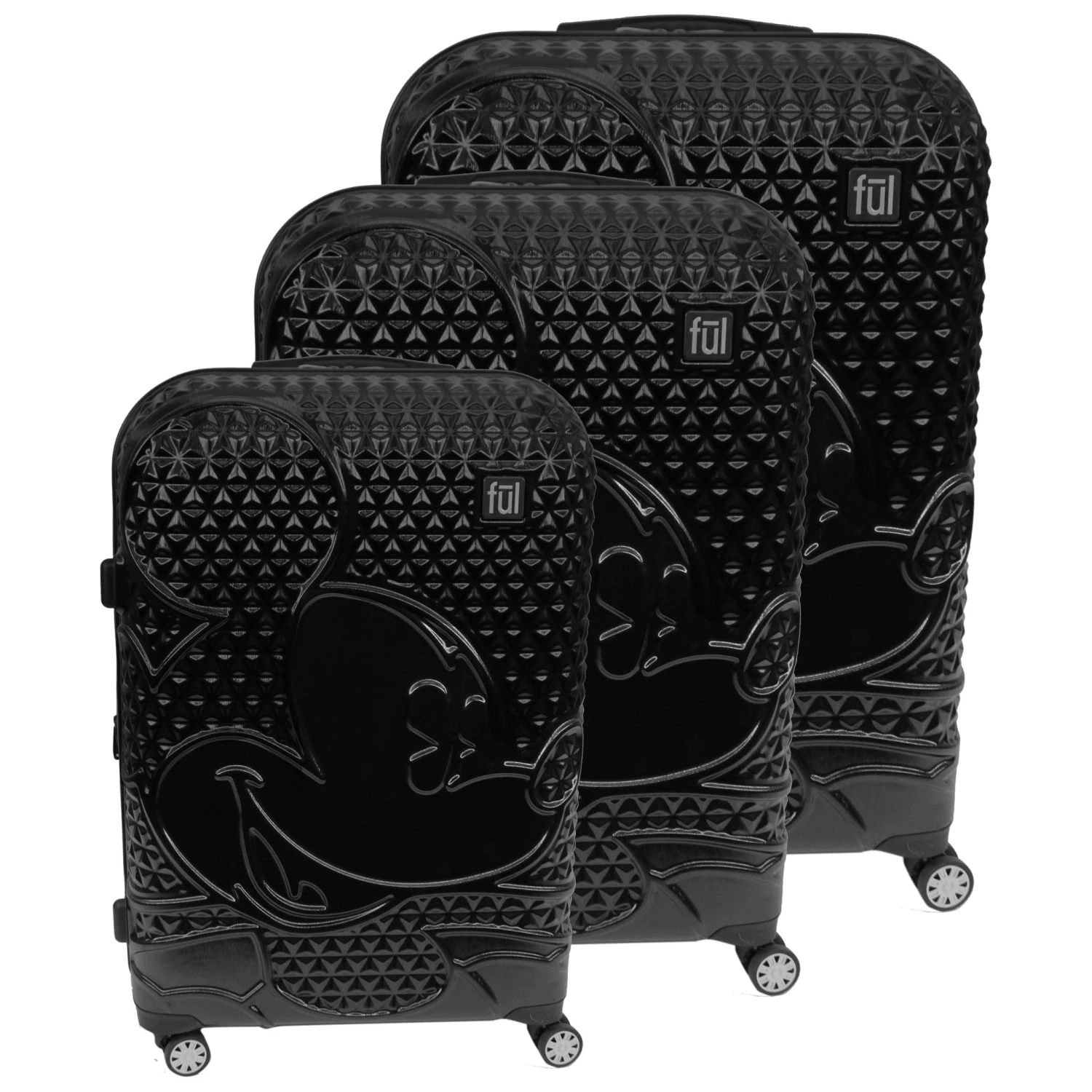 Ful Disney Mickey Hardside 3-Piece Set: 21, 25, And 29" Suitcases 3 Ful Disney Mickey Hardside 3-Piece Set: 21, 25, And 29" Suitcases