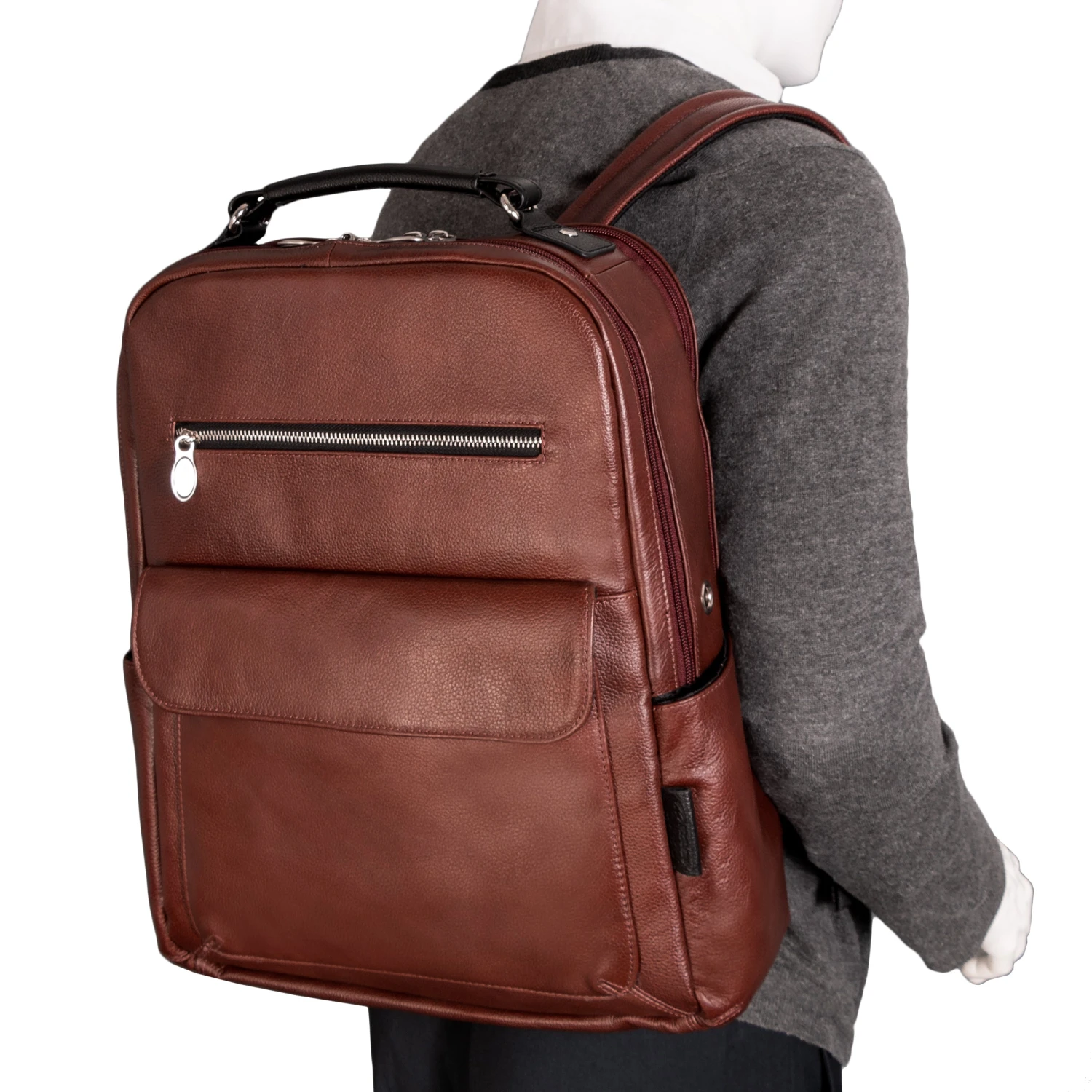 McKlein USA Logan 17" Leather Two-Tone Dual-Compartment Laptop & Tablet Backpack 5 McKlein USA Logan 17" Leather Two-Tone Dual-Compartment Laptop & Tablet Backpack - Image 3