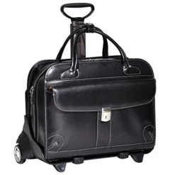 McKlein USA Lakewood Ladies' Leather Fly-Through Checkpoint-Friendly Detachable Wheeled Briefcase